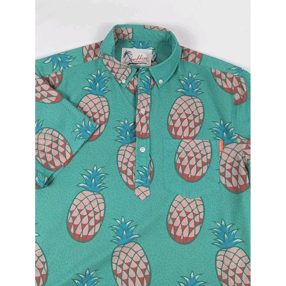 Chubbies Polo Shirt Golf 1/4 Button Mens Medium Pineapple Stretch Wicking - Picture 3 of 9